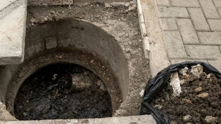 Poço De Inspeção Da Rede De Esgoto Aberto Após Falhas Estruturais Causarem Retorno De Água Em Condomínio Novo De Caieiras