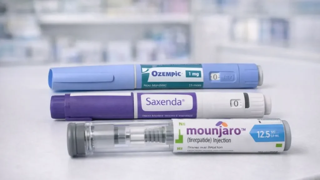 Canetas Injetáveis De Medicamentos Ozempic, Saxenda E Mounjaro, Registrados No Brasil Para Tratamento De Diabetes Tipo 2 E Obesidade.