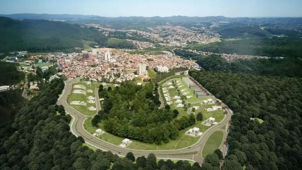 Vista Aérea De Caieiras No Século Xxi Mostra Expansão Urbana, Bairros Residenciais E Áreas Verdes Próximas À Serra Da Cantareira Na Região Metropolitana De São Paulo