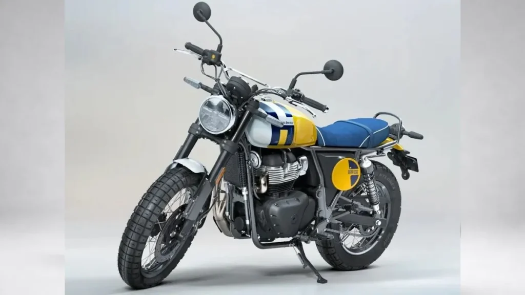 Royal Enfield Bear 650 Com Design Scrambler Clássico, Pneus De Uso Misto E Visual Retrô Com Cores Azul E Amarelo