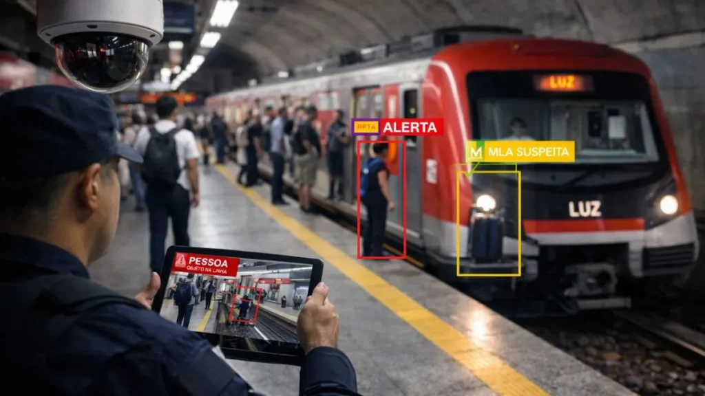 Sistema De Inteligência Artificial Monitora Passageiros E Detecta Riscos Em Plataforma De Metrô Em São Paulo Com Câmeras Inteligentes E Alertas Em Tempo Real.