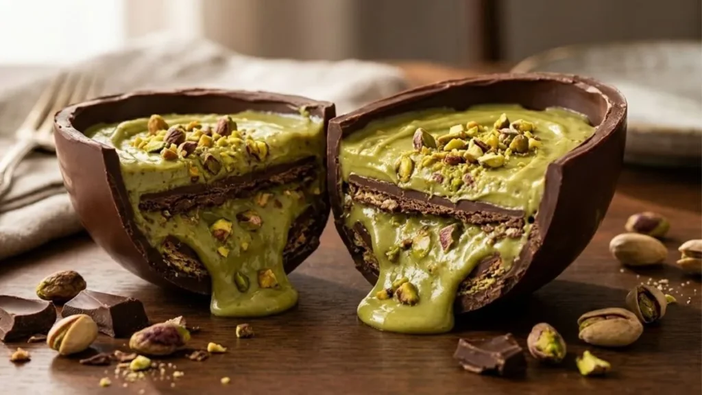 Ovo De Páscoa Super Recheado Com Creme De Pistache Escorrendo