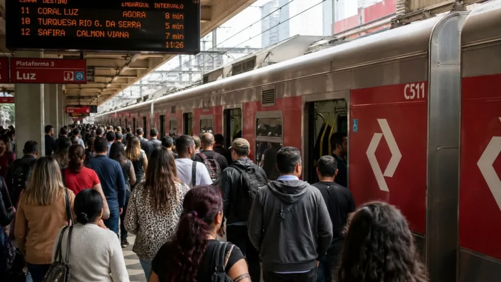 Passageiros Aguardando Embarque Em Plataforma De Estação Da Cptm Em São Paulo Durante Operação Com Grande Fluxo No Feriado