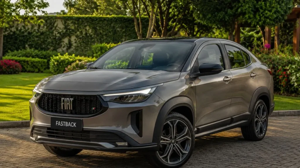 Fiat Fastback 2027 Sobe De Nível, Ganha Cabine Premium E Mira Suvs Que Já Encostam Nos R$ 200 Mil 1 Fiat Fastback 2027 Cinza Estacionado Em Área Externa Com Jardim Ao Fundo, Destacando Design Cupê, Visual Sofisticado E Proposta Premium Do Suv Urbano.