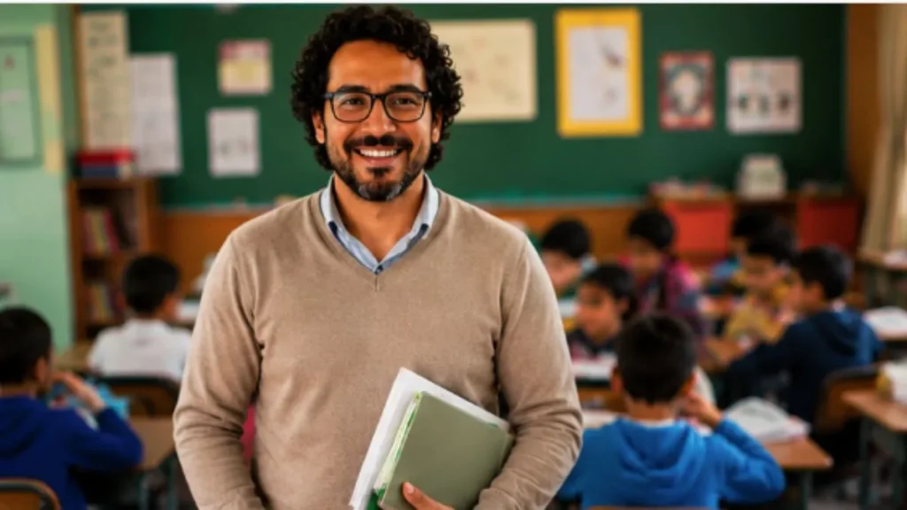 Profissões Celebradas Em 20 De Maio Ganham Destaque Com Homenagens, Reconhecimento E Impacto Direto Na Vida De Milhões 1 Pedagogo Sorrindo Dentro De Sala De Aula Moderna Com Alunos Ao Fundo Durante Atividade Escolar Em Ambiente Educacional Iluminado.