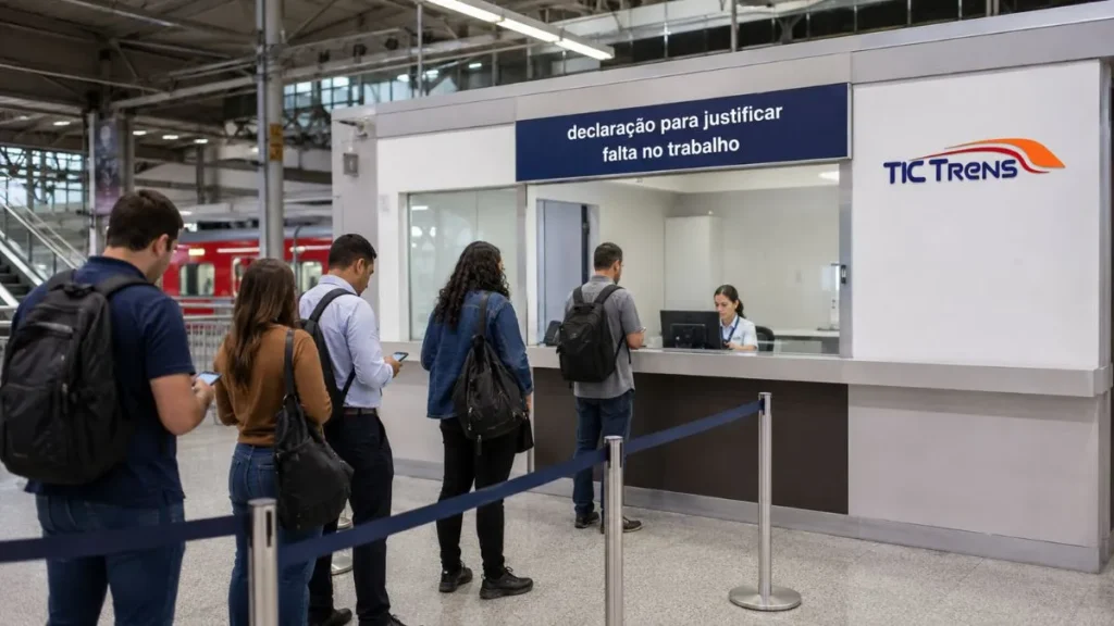 Atraso Na Linha 7-Rubi Pode Gerar Declaração Para Justificar Falta No Trabalho 1 Passageiros Formam Fila Em Guichê De Atendimento Da Tic Trens Para Solicitar Declaração De Atraso Na Linha 7-Rubi.