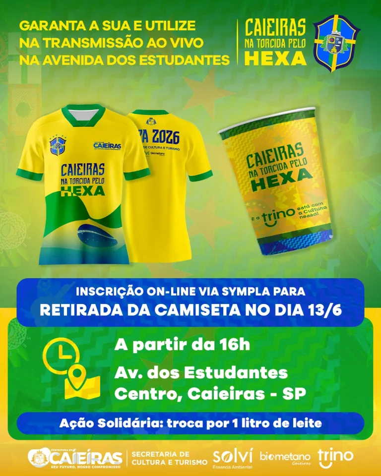 Rnews - Caieiras Entrega Camisa Da Torcida Do Brasil Com Copo Personalizado; Retirada Será Em 13 De Junho