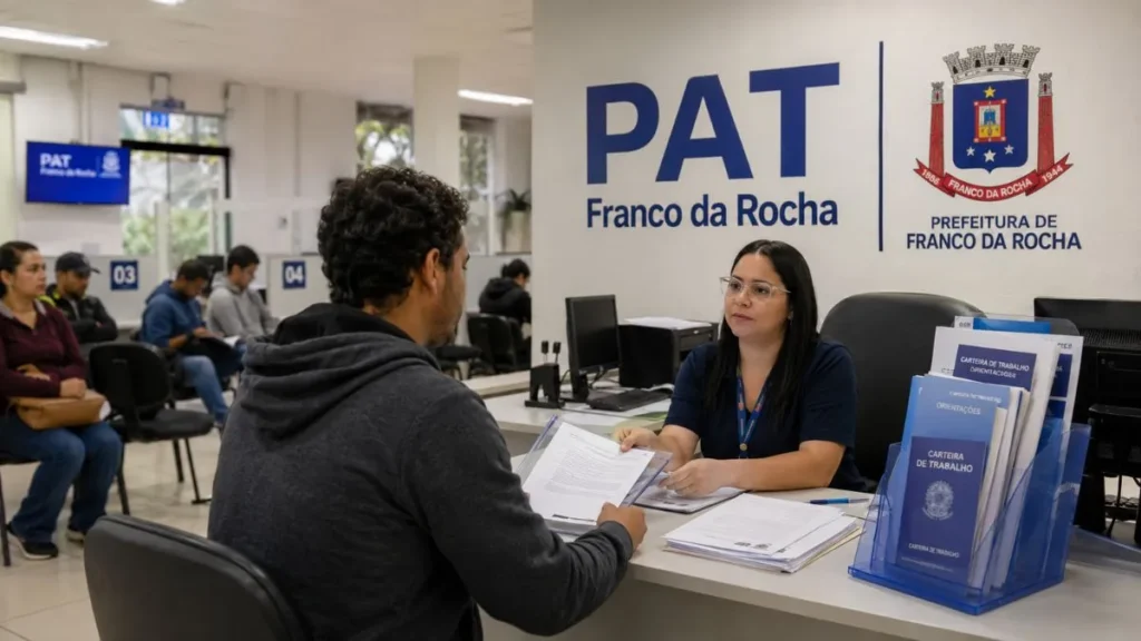 Candidato Entrega Documentos Em Atendimento No Pat Franco Da Rocha Para Participar De Processo Seletivo.