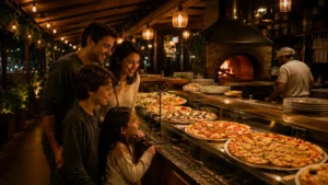 Família Escolhe Pizza Em Pizzaria De Bairro Durante Comemoração Do Dia Da Pizza.