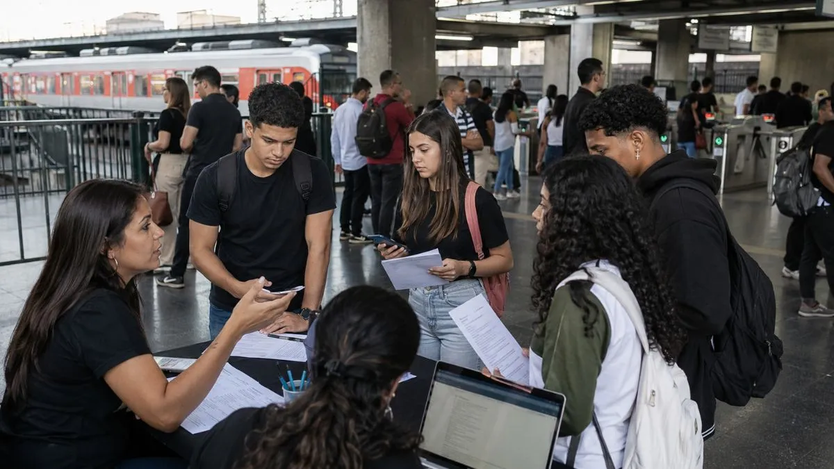 Jovens recebem orientação profissional gratuita em estação da Linha 7-Rubi.
