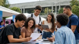 Jovens Participam De Atividade Com Documentos, Celular E Tablet Em Evento Voltado A Estudo, Trabalho E Qualificação.