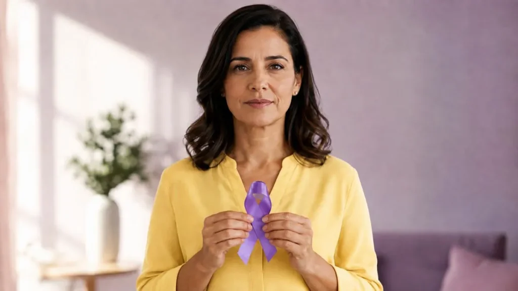 Lei Maria Da Penha Completa 20 Anos Hoje E Ganhou Novas Proteções Em 2026 1 Mulher Segura Laço Lilás Em Referência Aos 20 Anos Da Lei Maria Da Penha.