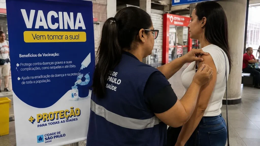 Vacina Contra Sarampo Chega Às Estações Perus E Pirituba Nesta Semana; Veja Horários 1 Profissional De Saúde Aplica Vacina Em Passageira Durante Ação Realizada Em Estação Ferroviária.