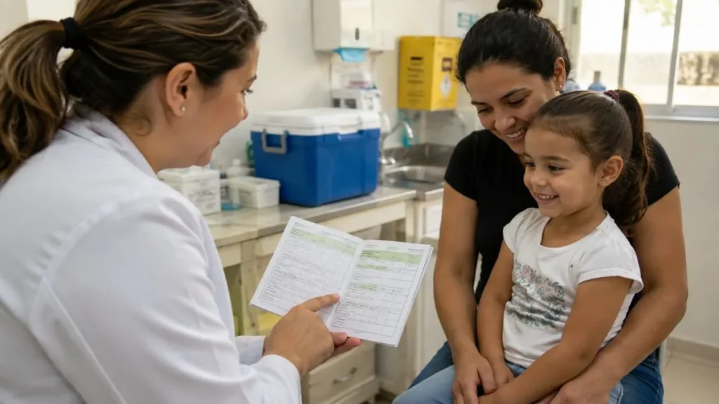Campanha De Multivacinação Começa E Reforça Atualização Da Caderneta Na Região 1 Caderneta De Vacinação É Conferida Por Profissional De Saúde Durante Atendimento Em Unidade Básica.