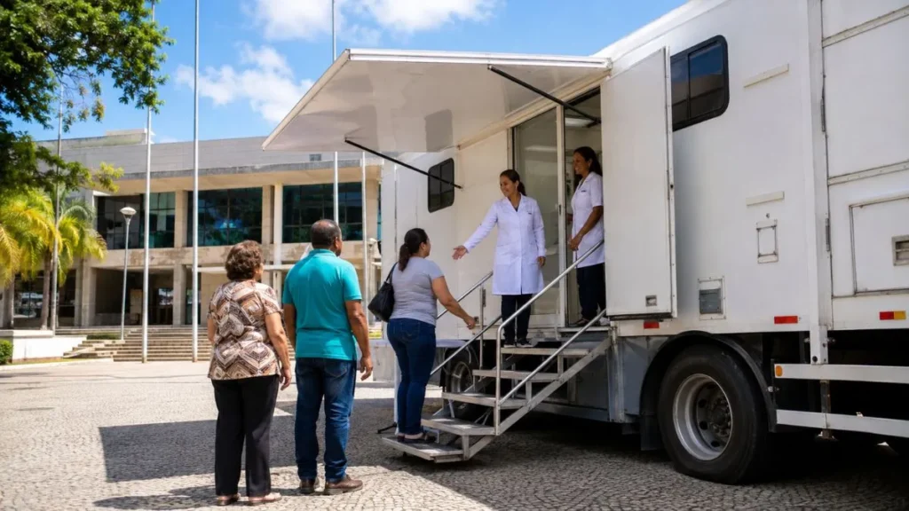 Jundiaí Recebe Carreta Com Até 2.688 Exames Gratuitos Para Pacientes De Sete Cidades 4 Pacientes Aguardam Atendimento Em Unidade Móvel De Saúde Instalada Em Área Pública De Jundiaí.