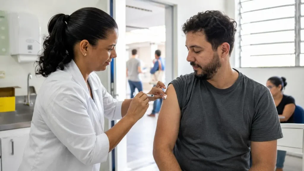 Sp Registra 23 Casos De Sarampo; Veja Quem Deve Se Vacinar E Onde Procurar Atendimento 4 Profissional De Saúde Aplica Vacina Em Adulto Durante Campanha De Imunização Contra O Sarampo.