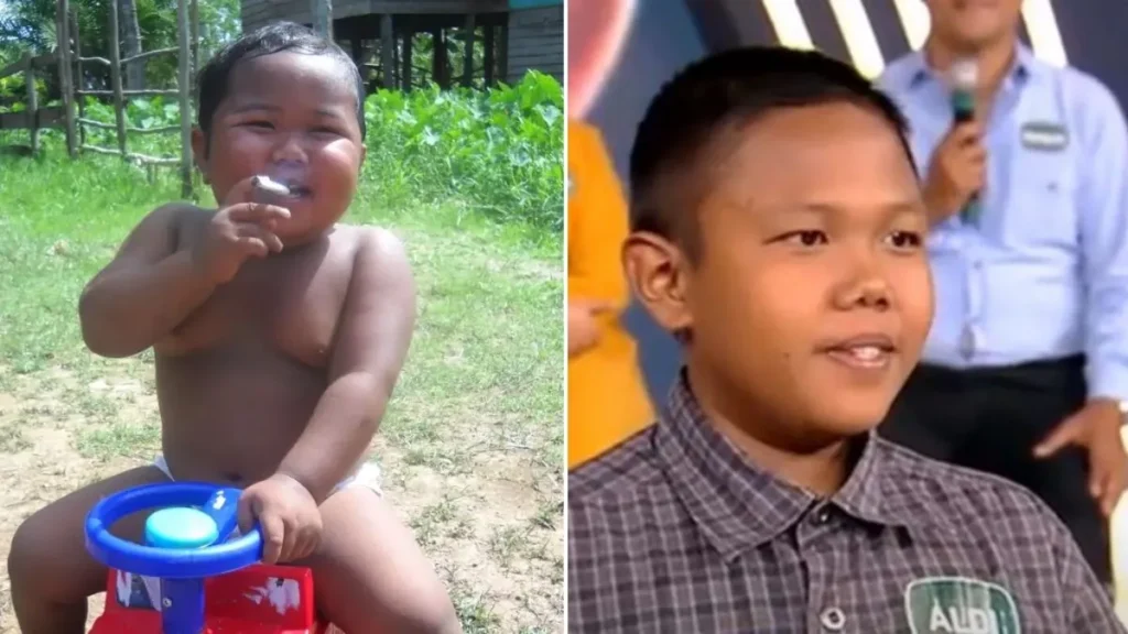 Ardi Rizal aparece ainda criança fumando em uma imagem antiga e, ao lado, já mais velho após abandonar o cigarro.