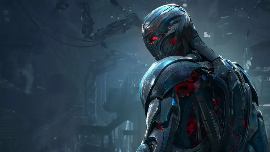 Por que Era de Ultron voltou ao topo 11 anos depois? O filme ganhou um novo peso antes de Doomsday 1 Ultron aparece em destaque com olhos vermelhos e armadura metálica em uma cena de Vingadores: Era de Ultron.