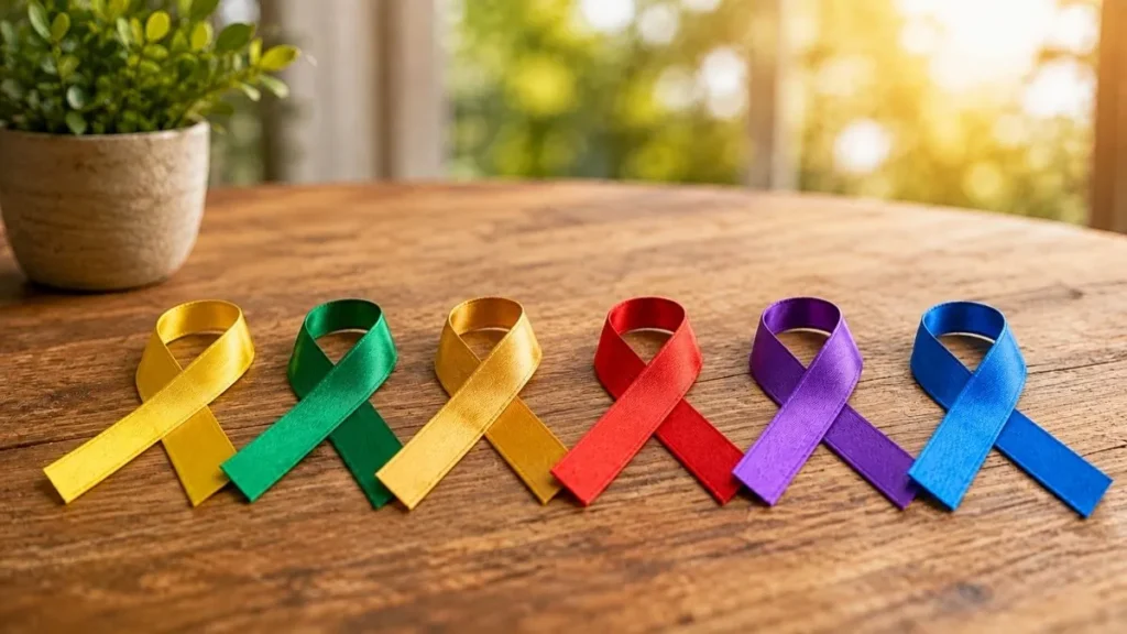 Fitas Das Cores De Setembro Sobre Uma Mesa