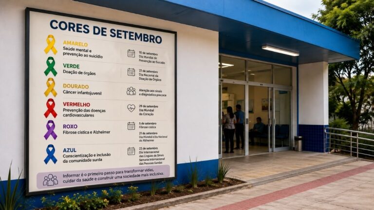 Quadro Na Entrada De Uma Ubs Apresenta As Cores De Setembro E Campanhas De Conscientização Em Saúde.