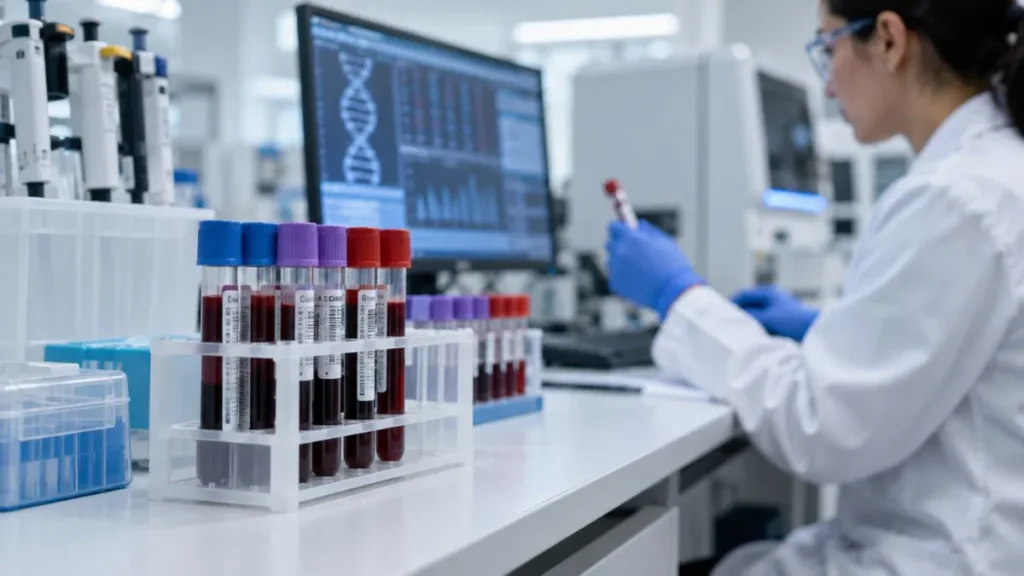 Doação de medula óssea: cadastro leva poucos minutos, mas compatibilidade pode aparecer anos depois 1 Amostras de sangue são analisadas em laboratório durante processo relacionado à identificação de compatibilidade genética