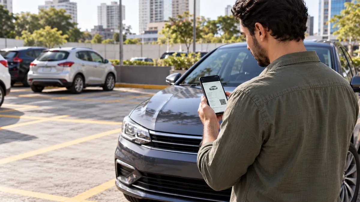 Motorista confere documento digital do veículo no celular antes do fim do prazo de licenciamento
