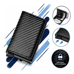 Carteira Slim Antifurto Aproximação Rfid Porta Cartão Couro