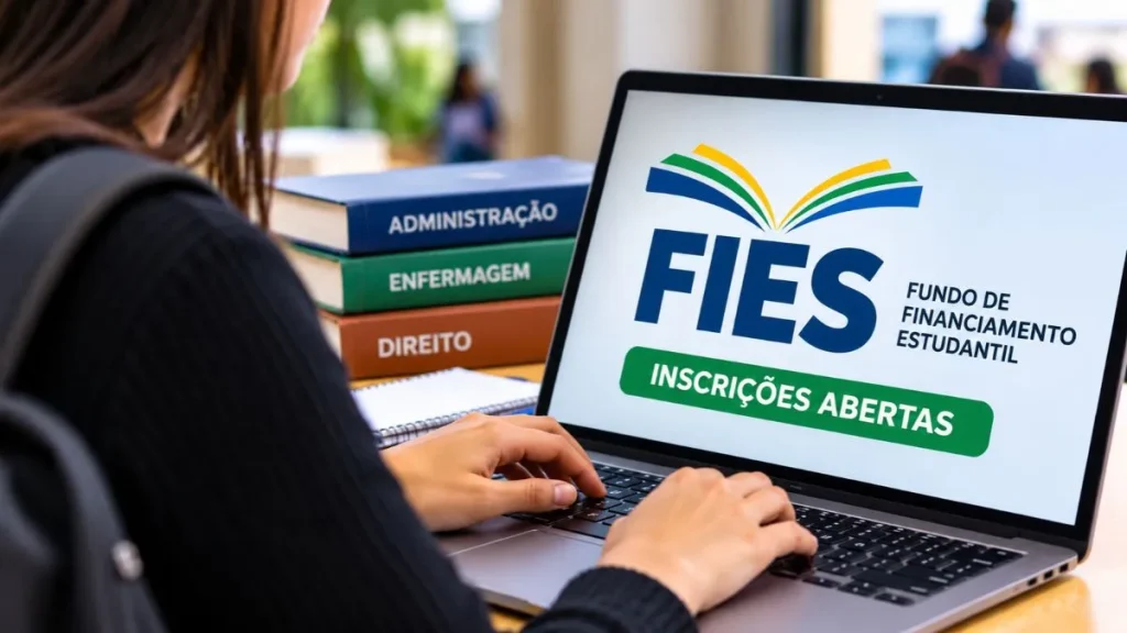 Imagem de divulgação do Fies, programa de financiamento estudantil que abriu inscrições para 50 mil vagas remanescentes em 2026