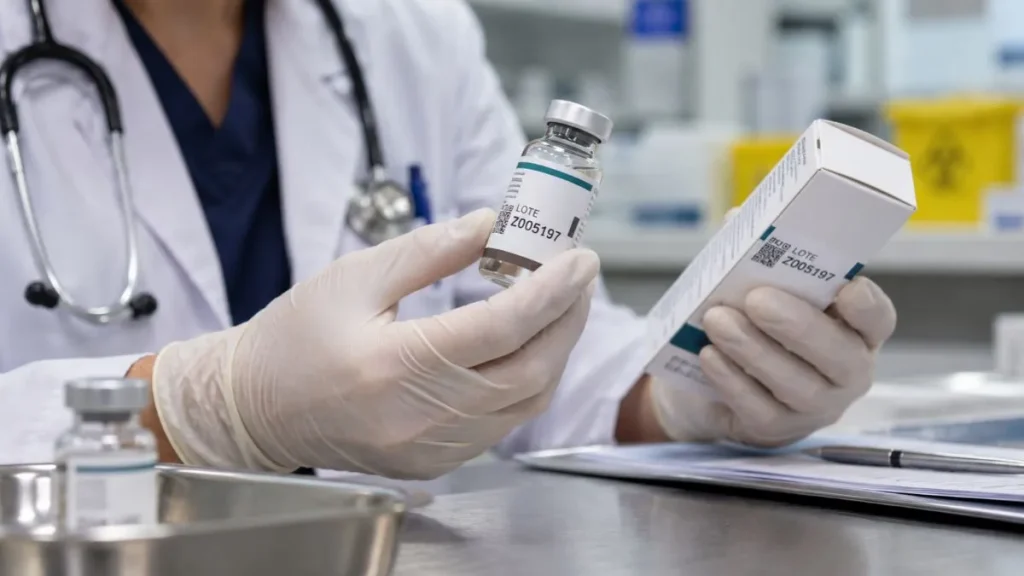 Anvisa manda apreender dois lotes de medicamento contra câncer por suspeita de falsificação 1 Profissional de saúde verifica embalagem e lote de medicamento hospitalar em ambiente clínico